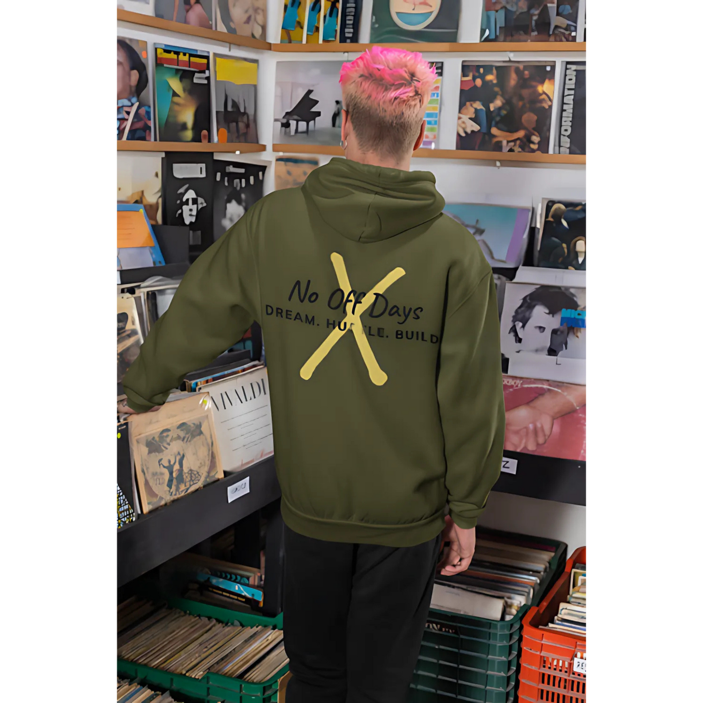 Unisex Hoodie Build - Dream. Hustle. Build